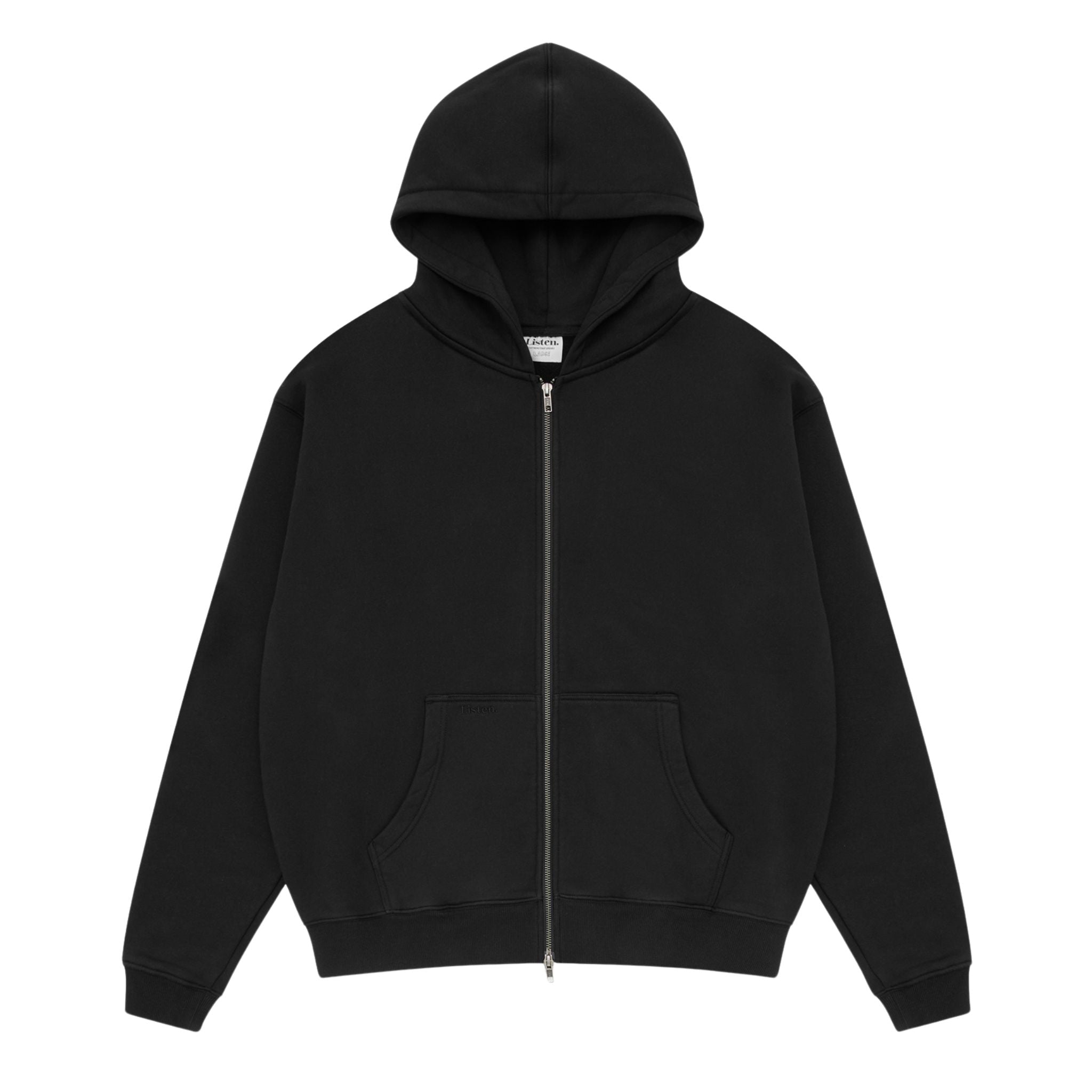 Silent Zip Through Hood - Black