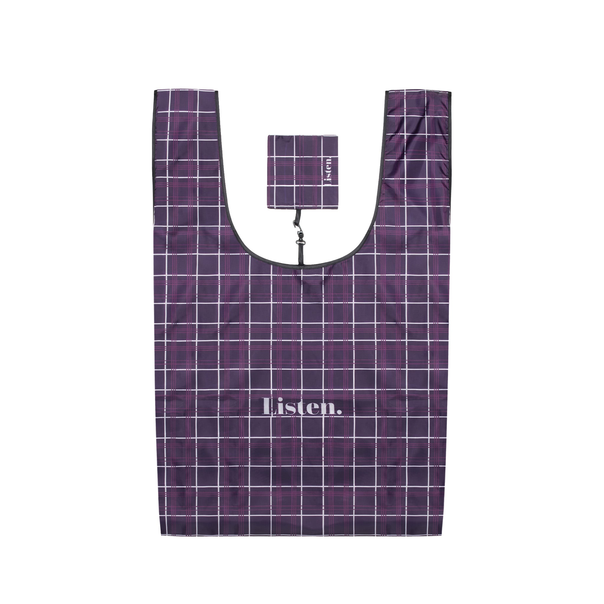 Listen XL Shopping bag - Purple Plaid