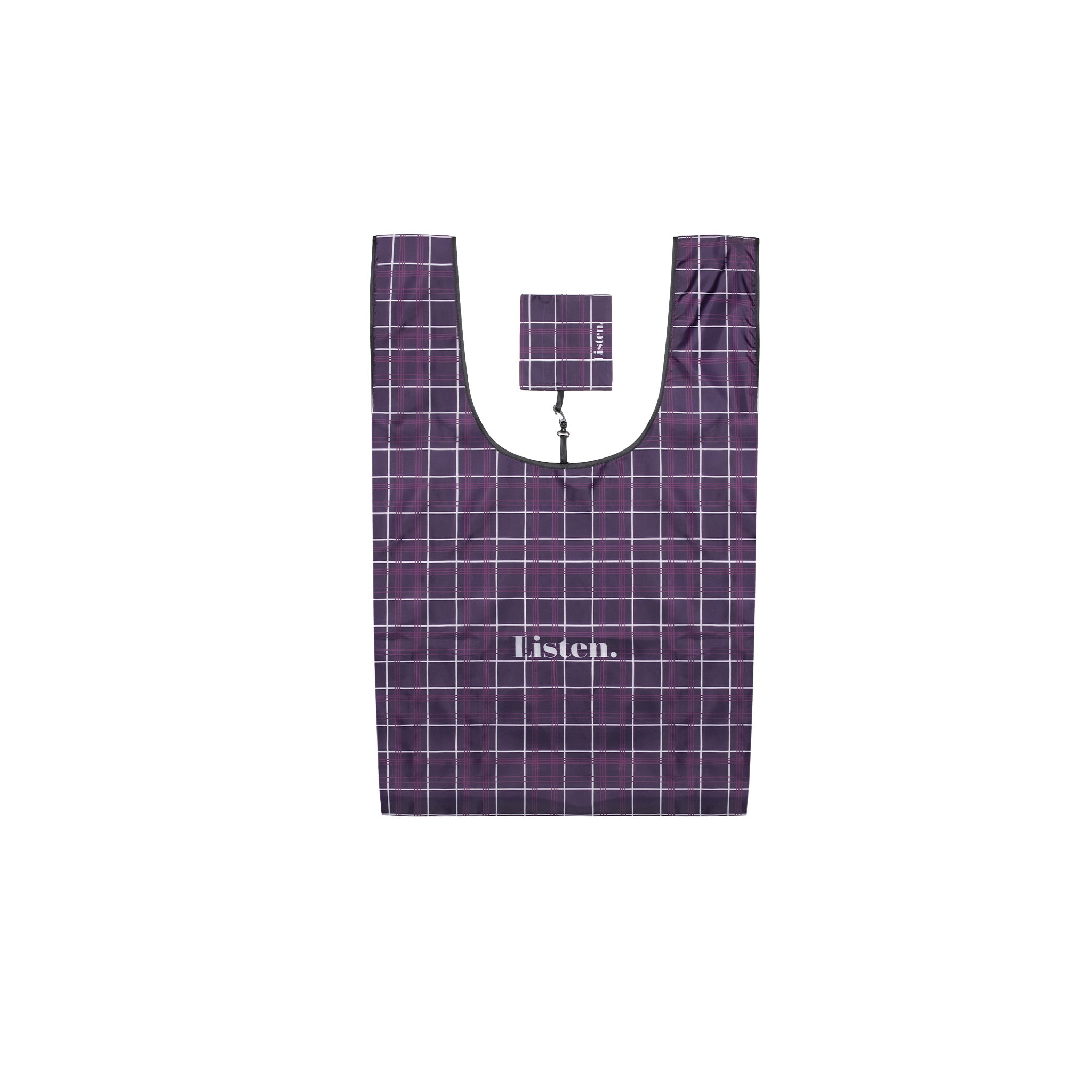 Listen XL Shopping bag - Purple Plaid